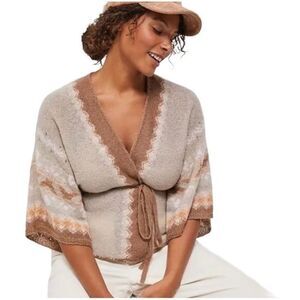 Anthropologie 2X Taupe Brown Wendy Kimono Wrap Cardigan